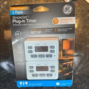 GE SimpleSet Plug-in Timer - 2 Pack, Gray